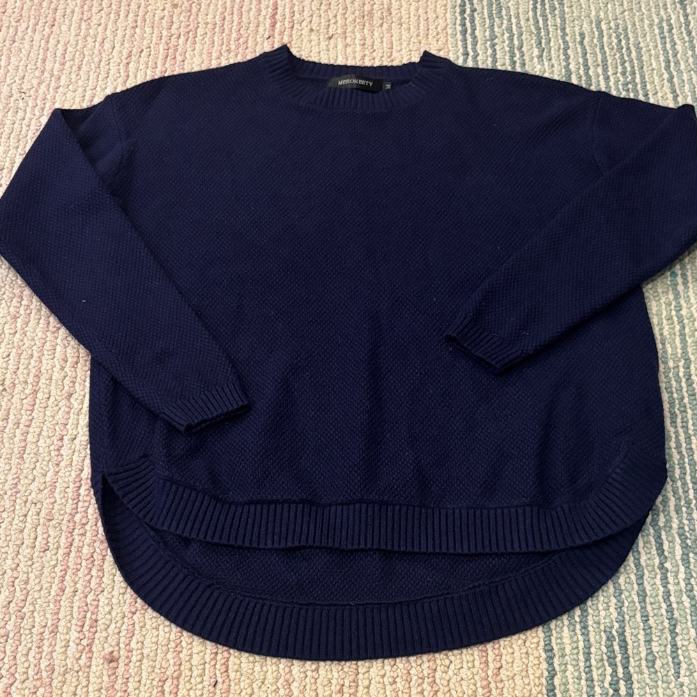 Amazon Merokeety Navy Blue Crew Neck Sweater